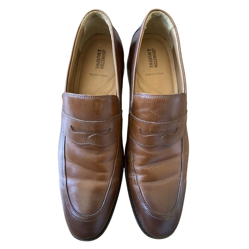 Johnston & Murphy Lewis Penny Loafers Dress Shoes Men Sz 11.5 Brown Leather